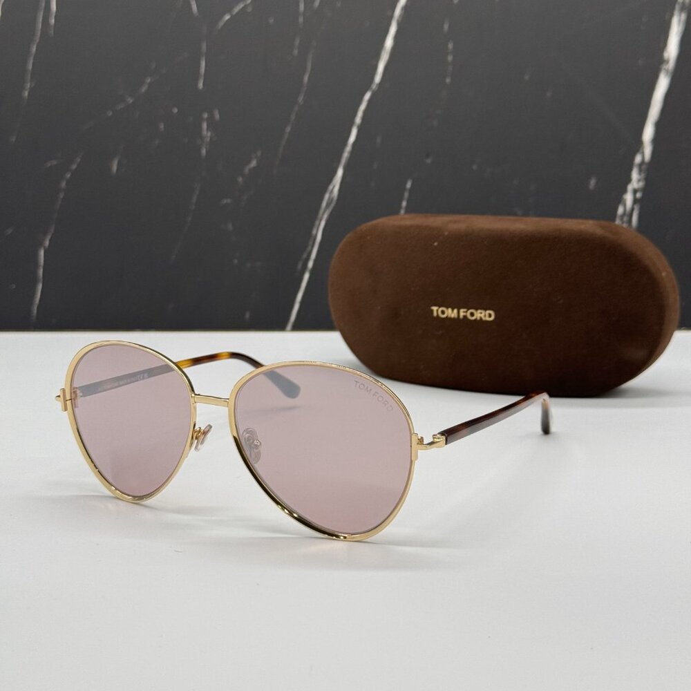 NEW TOM FORD TF1028 32Z WOMEN AVIATOR GOLD PINK SUNGLASSES TOM FORD RIO FT1028/S